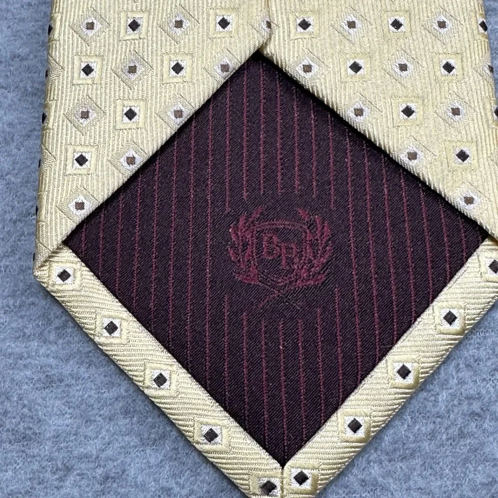 B Brook LTD Haberdashers Necktie Yellow Geometric Pattern 100%‎ Silk